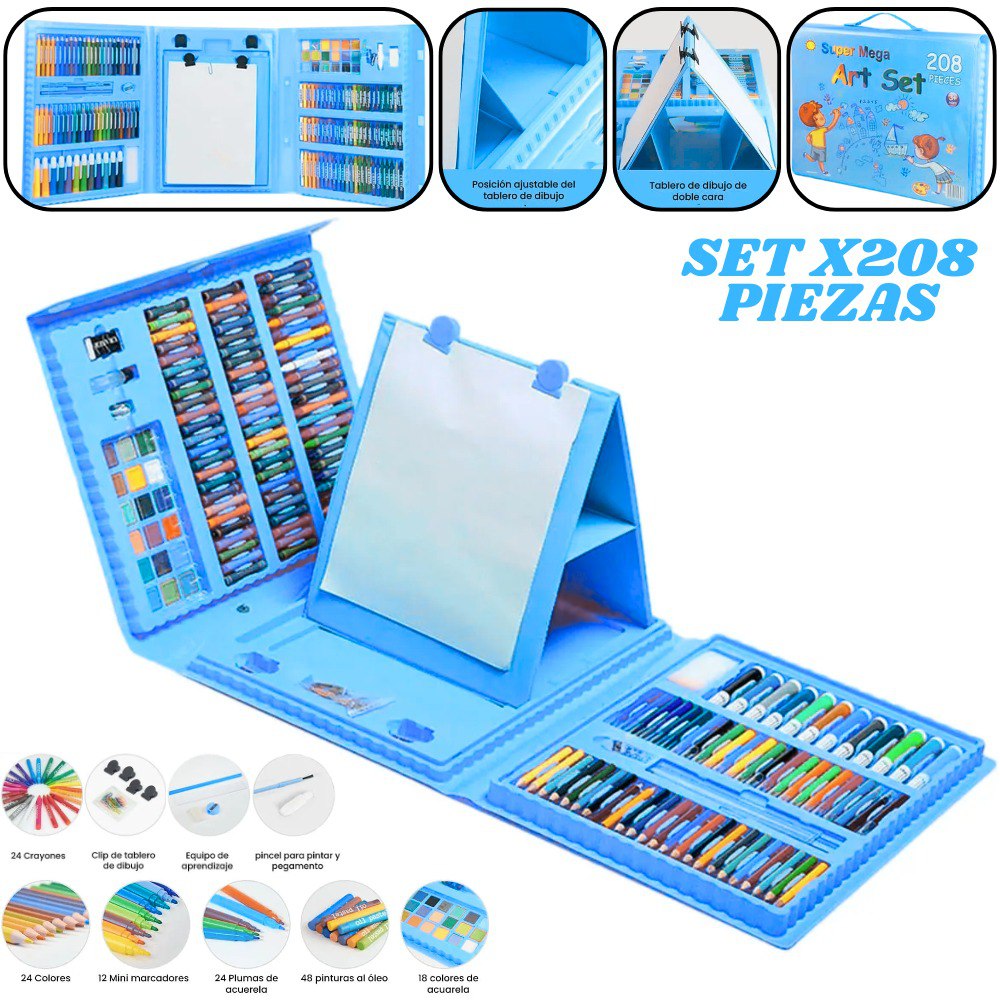 Set Kit De Arte Maleta 208 Piezas